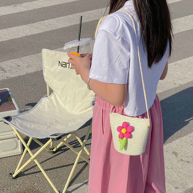 Wholesale Flower Straw Kids Bag
